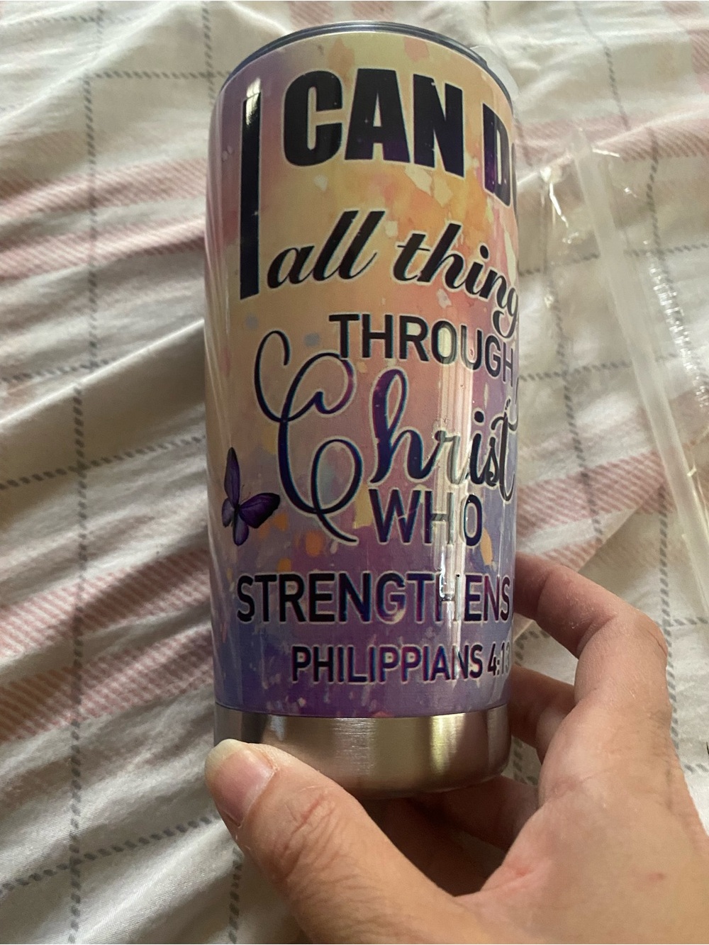 Purple Ombre Scripture Stainless Steel Tumbler - Unbranded